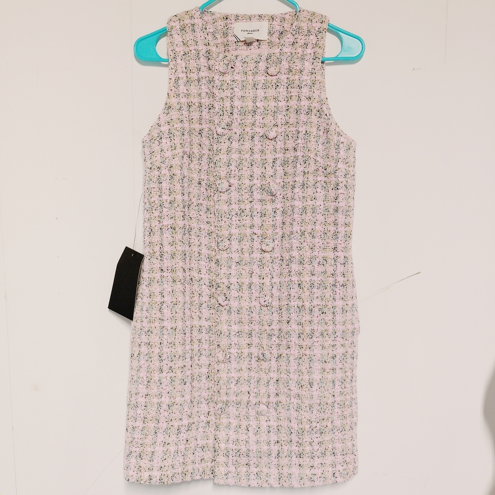 Pomander Place Bianca Tweed Dress Peoni Pink Size XS - Picture 2 of 8
